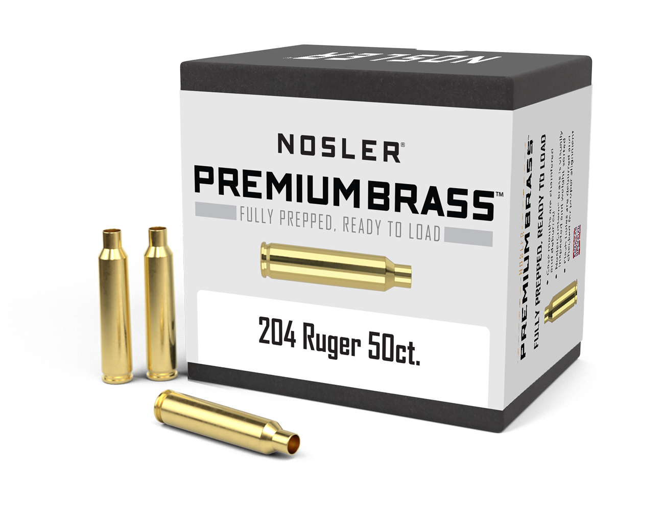 Nosler Premium Unprimed Brass Cases 204 Ruger (50pk)