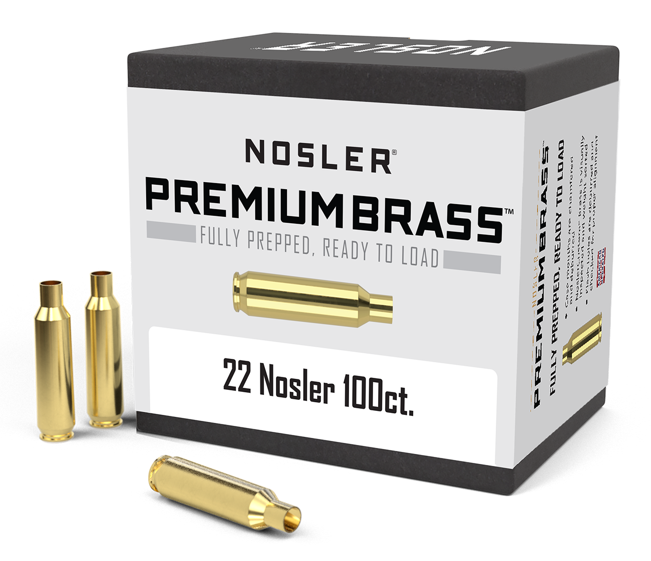 Nosler Premium Unprimed Brass Cases 22 Nosler (100pk)