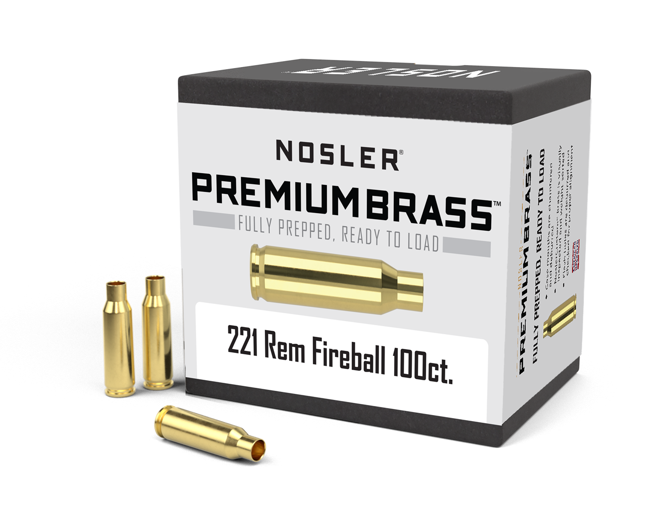Nosler Premium Unprimed Brass Cases 221 Remington Fireball (100pk)
