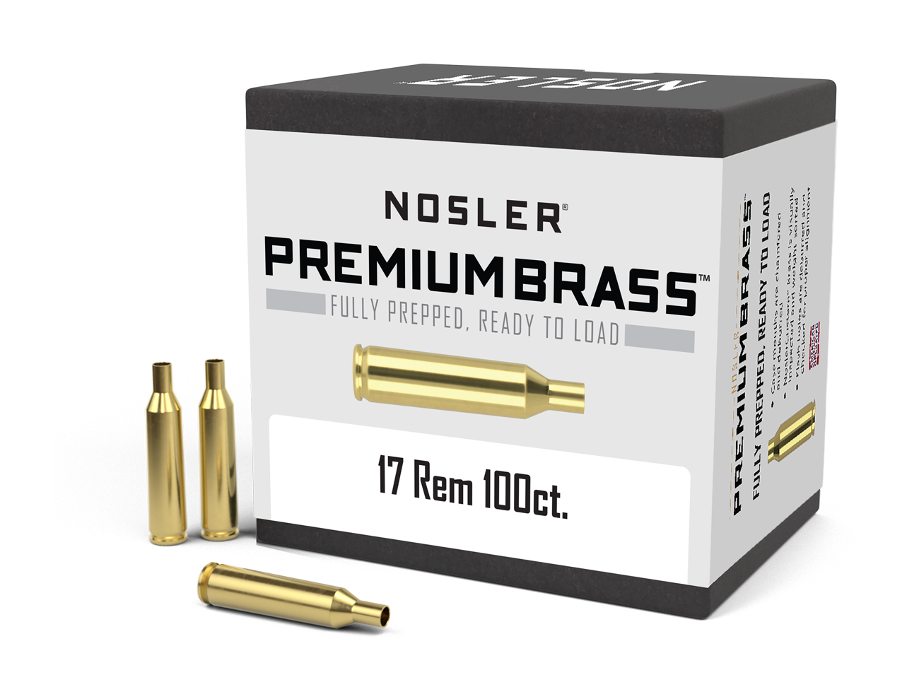 Nosler Premium Unprimed Brass Cases 17 Remington (100pk)