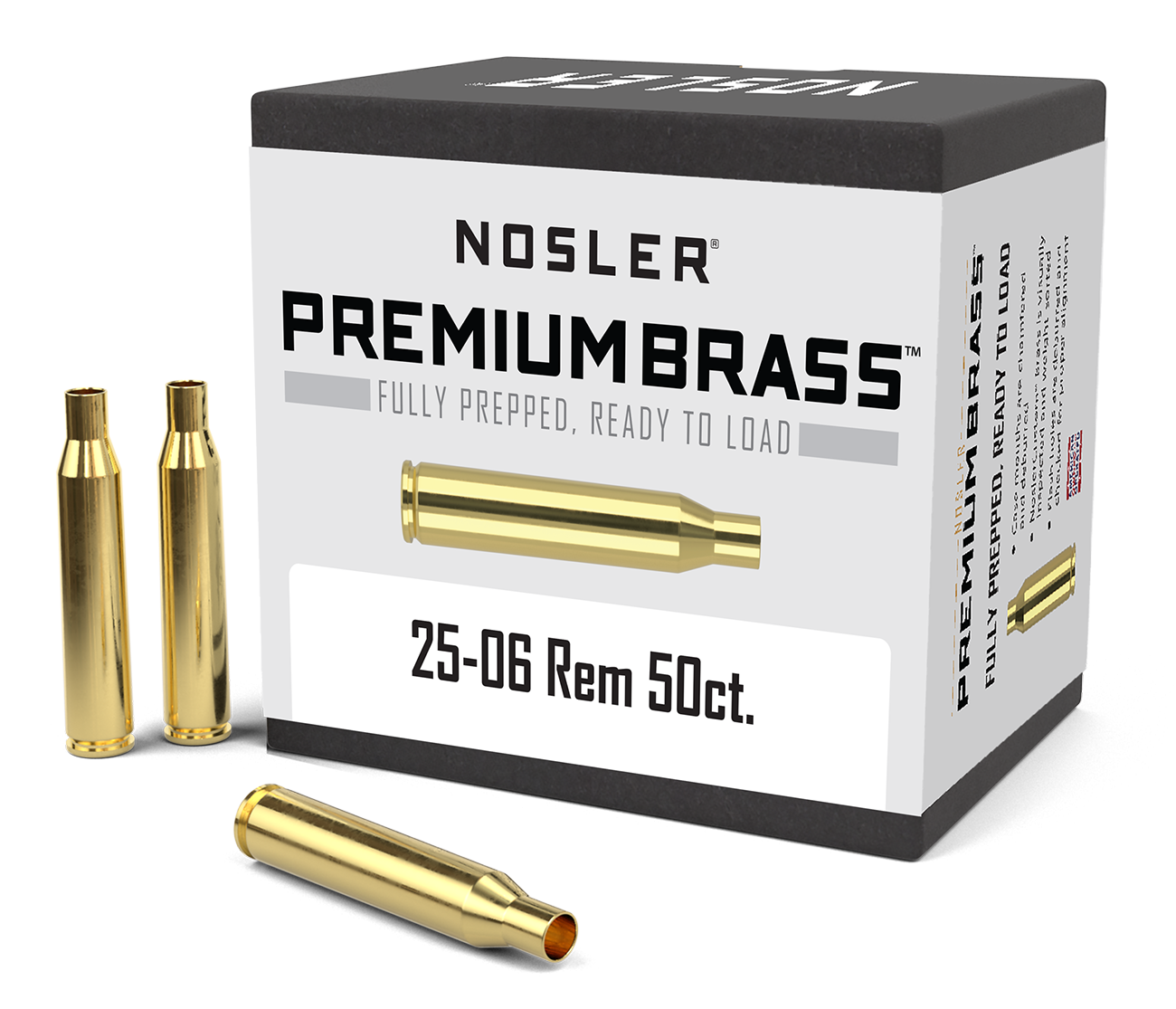 Nosler Premium Unprimed Brass Cases 25-06 Remington (50pk)