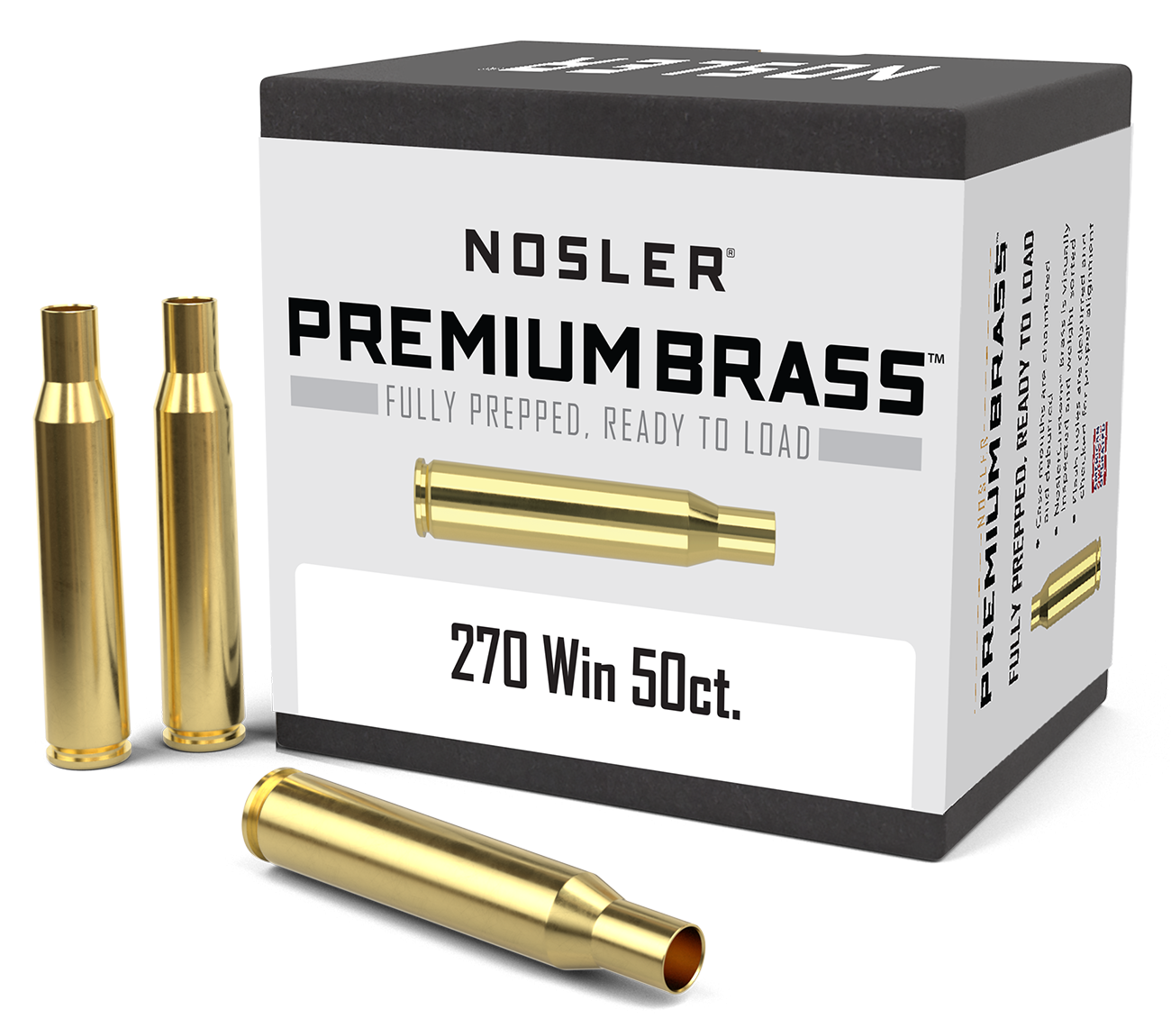 Nosler Premium Unprimed Brass Cases 270 Win (50pk) - NCB270