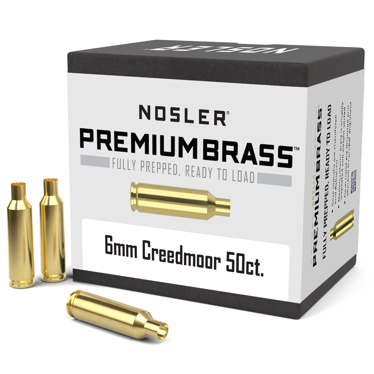 Nosler Premium Unprimed Brass Cases 6mm Creedmoor (50pk)