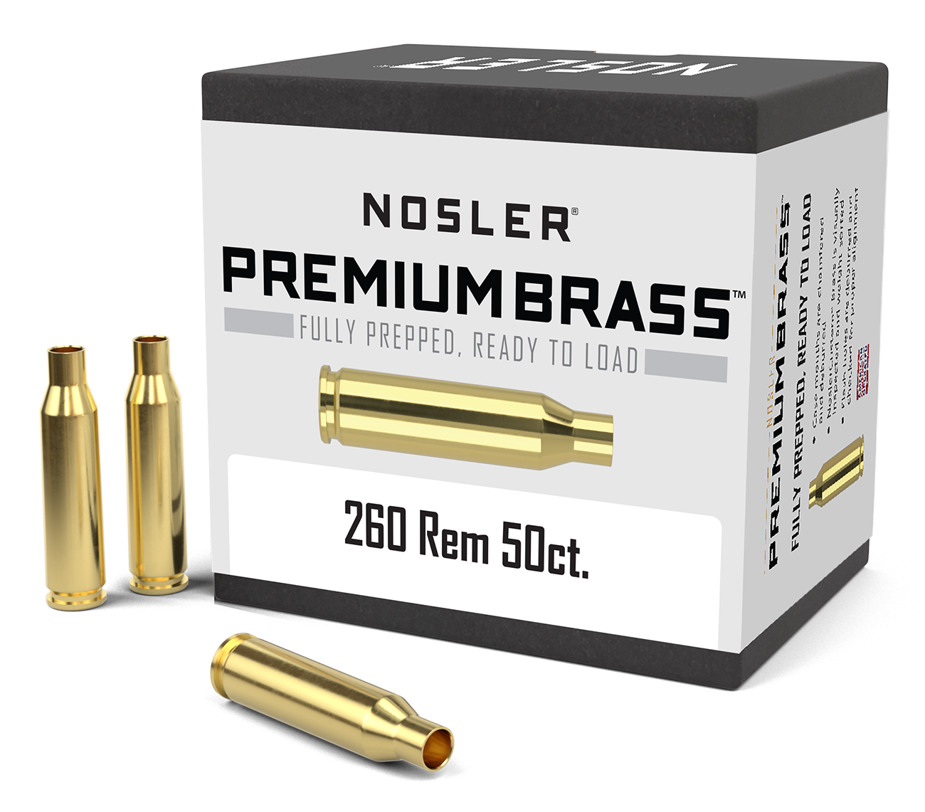 Nosler Premium Unprimed Brass Cases 260 Remington (50pk)