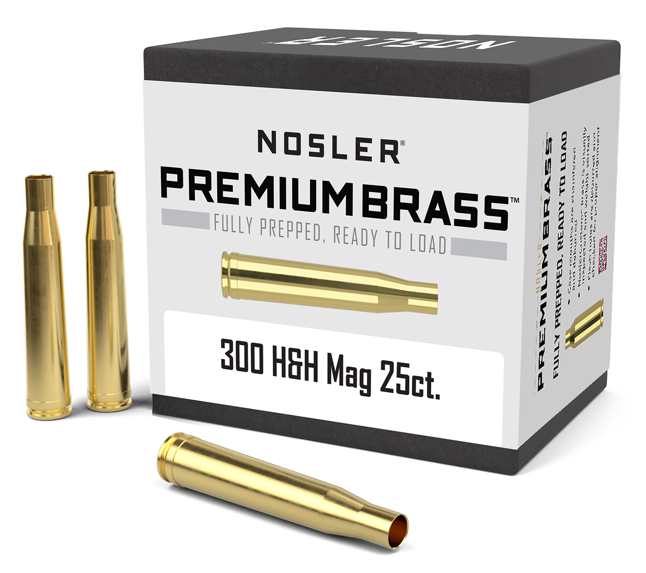 Nosler Premium Unprimed Brass Cases 300 H&H Magnum (25pk)