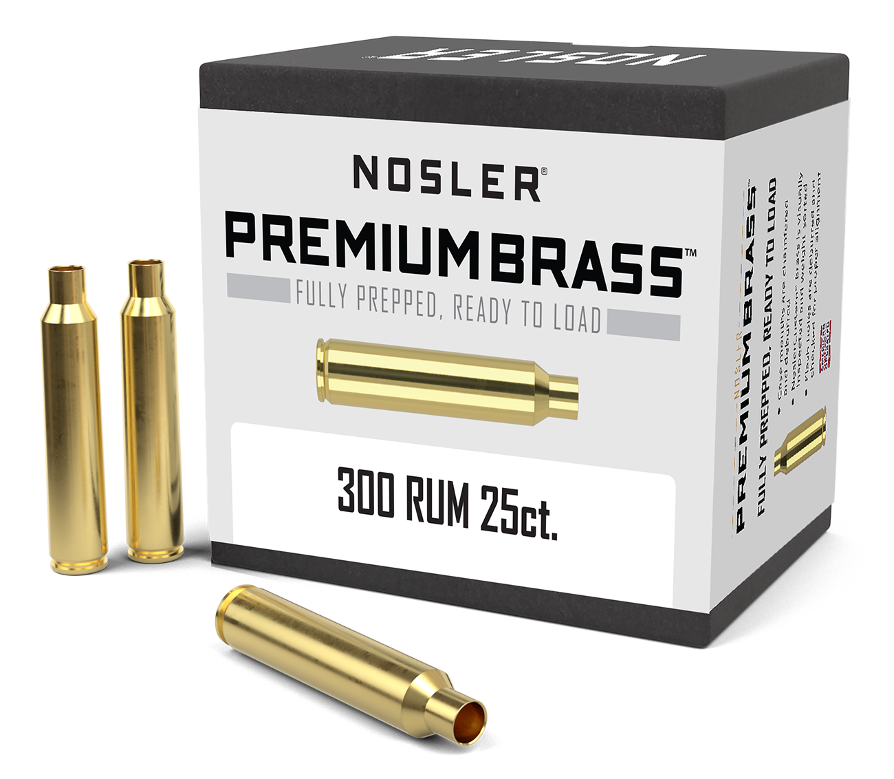Nosler Premium Unprimed Brass Cases 300 Remington Ultra Magnum (25pk)