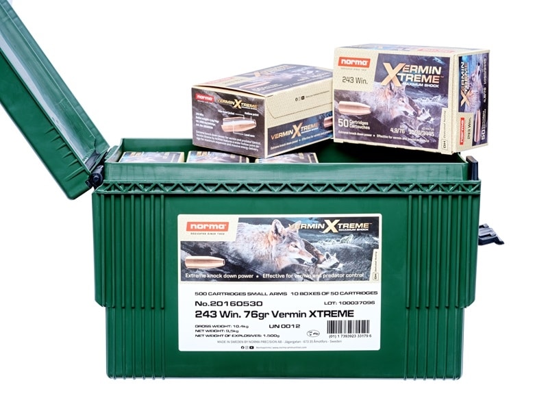 Norma VerminXtreme Ammunition 243 Winchester 76 Grain Hollow Point (500pk)