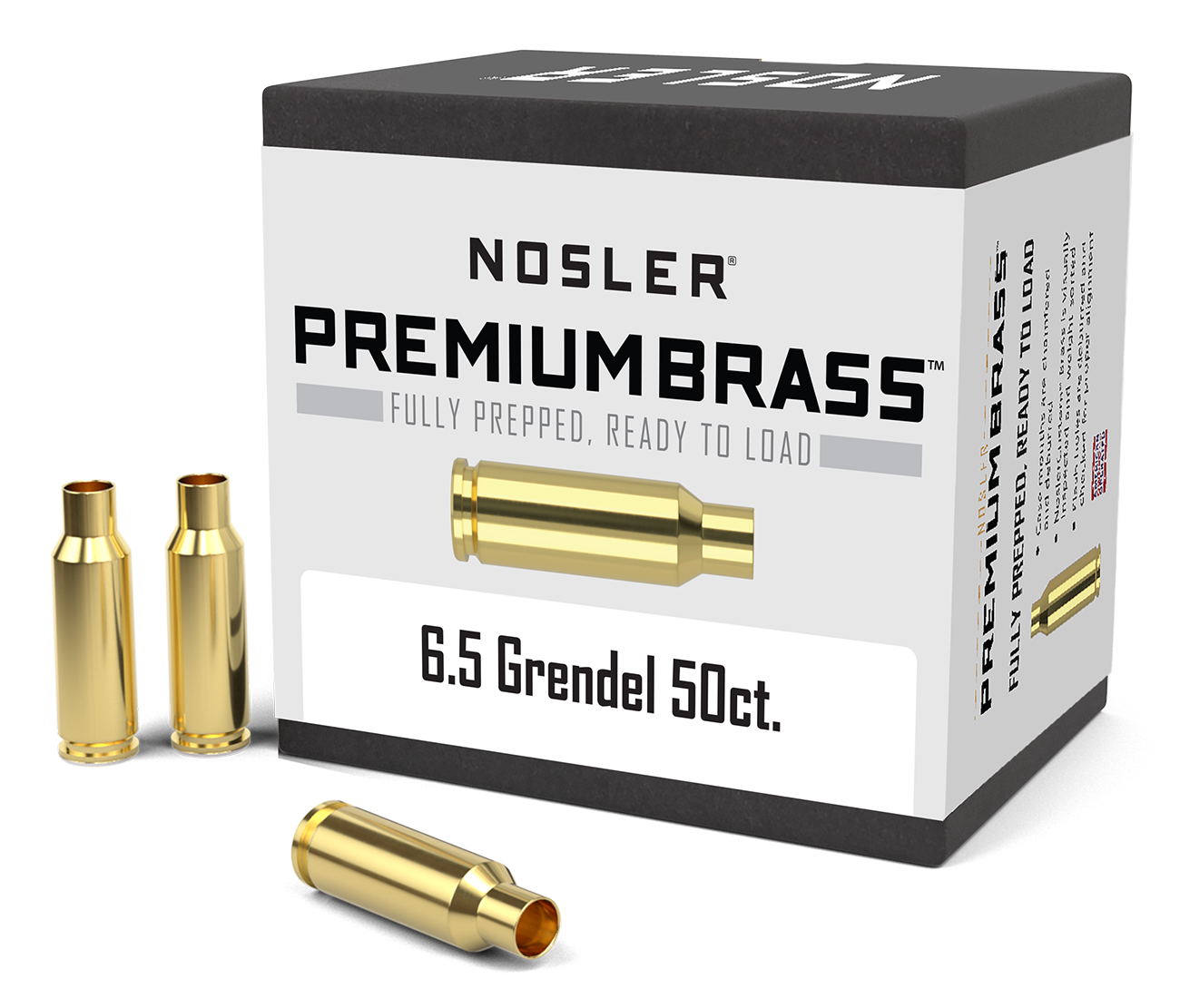 Nosler Premium Unprimed Brass Cases 6.5 Grendel (50pk)