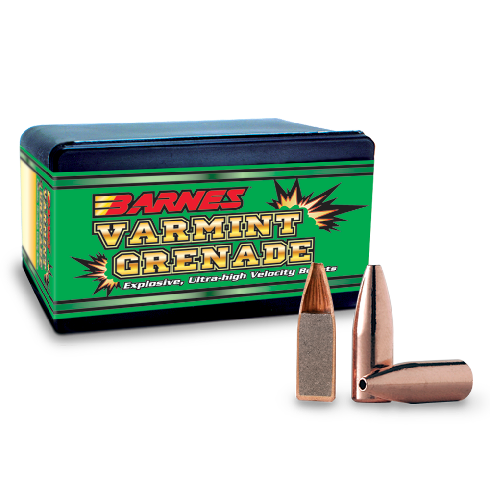 Barnes Varmint Grenade Bullets 243 Caliber (.243 Diameter) 62 Grain Hollow Point Lead-Free (100pk)