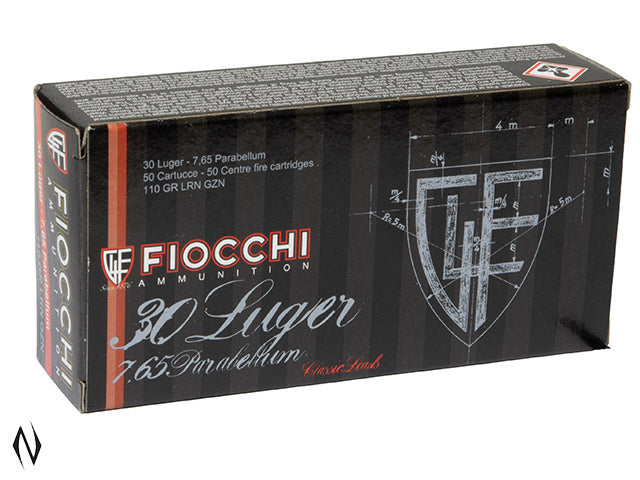 Fiocchi Heritage Ammunition 30 Luger (7.65 Parabellum) 110 Grain Lead Round Nose (50pk)