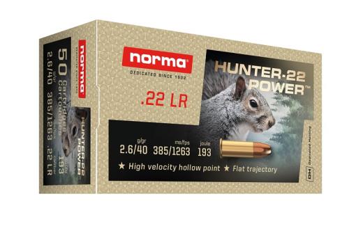 Norma Hunter Ammunition 22 Long Rifle (22LR) 40 Grain High Velocity HP (50pk)
