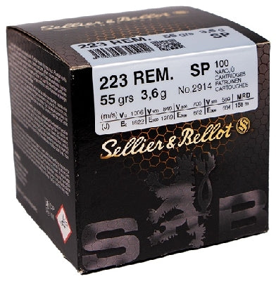 Sellier & Bellot 223 Remington Ammunition 55 Grain Soft Point (100pk)