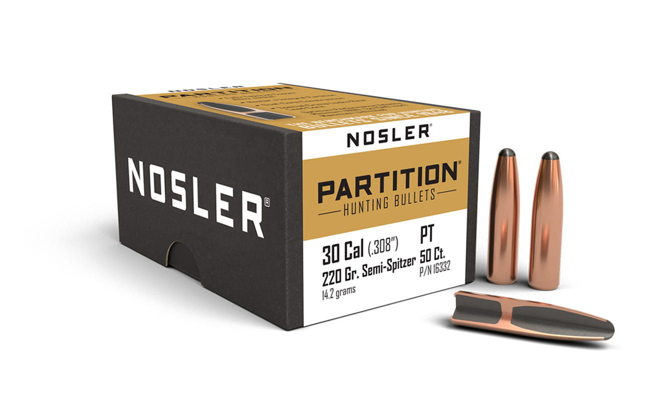 Nosler Partition Bullets 30 Caliber (308 Diameter) 220 Grain Semi-Spitzer (50pk)
