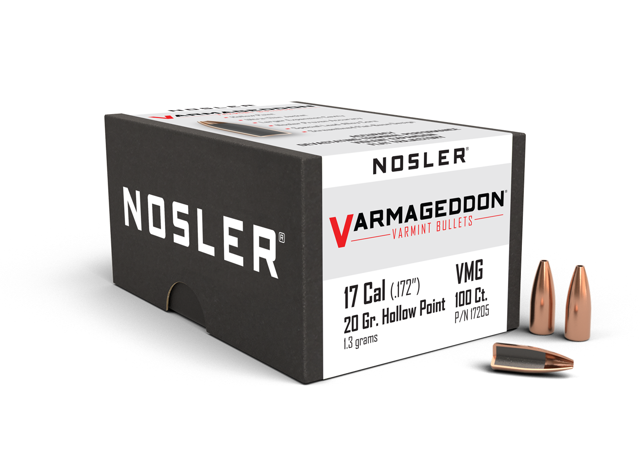 Nosler Varmageddon Bullets 17 Caliber (.172 Diameter) 20 Grain Flat Base Hollow Point (100pk)