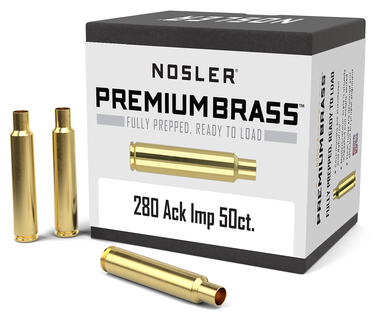 Nosler Premium Unprimed Brass Cases 280 Ackley Improved 40° (50pk)
