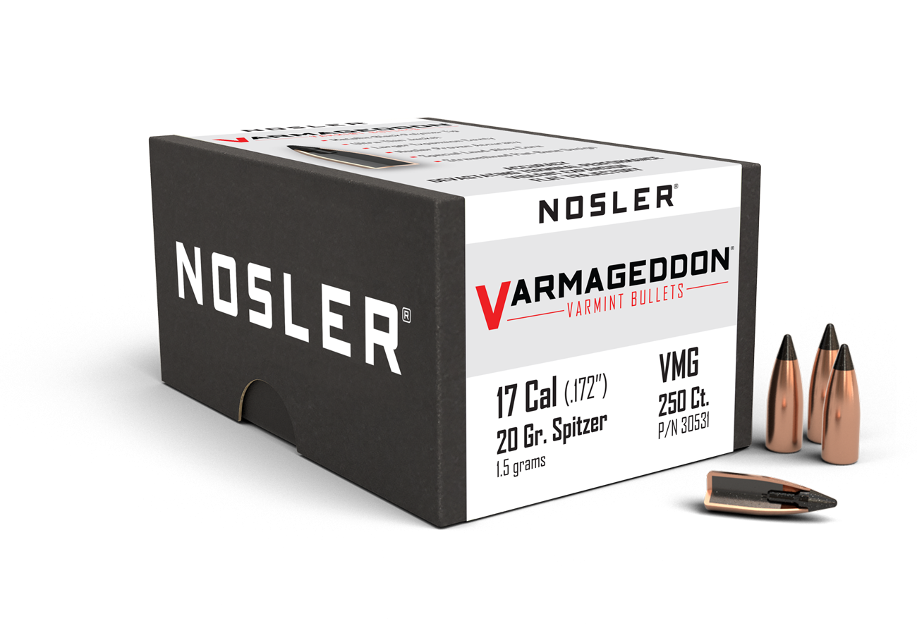 Nosler Varmageddon Bullets 17 Caliber (.172 Diameter) 20 Grain Tipped Flat Base (250Pk)