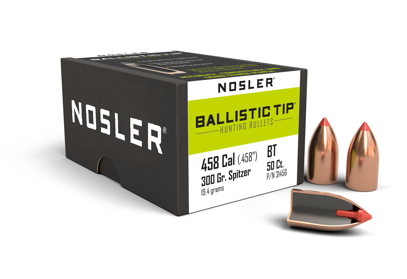 Nosler Ballistic Tip Hunting Bullets 458 Caliber (458 Diameter) 300 Grain Spitzer (50pk)