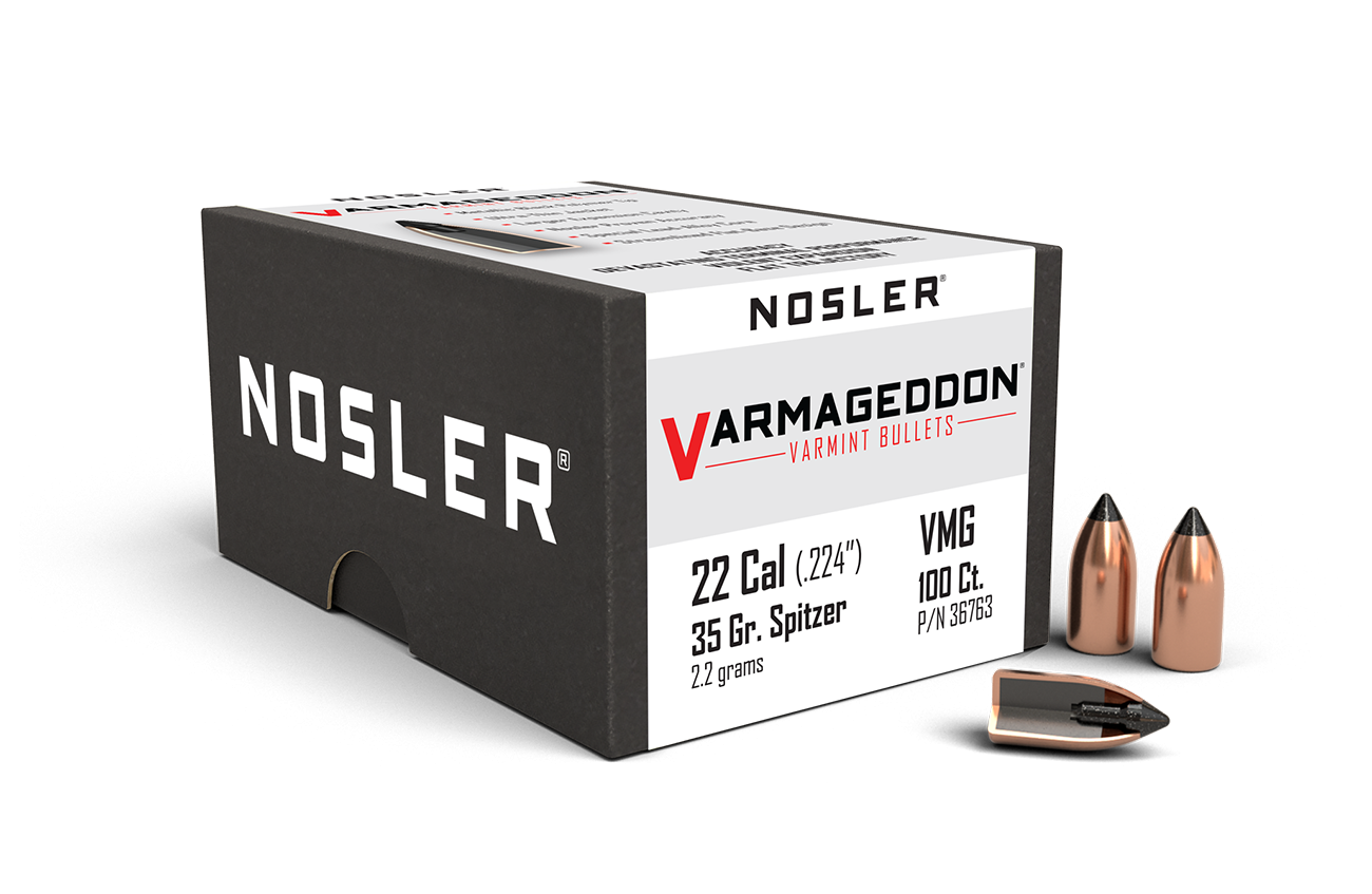 Nosler Varmageddon Bullets 22 Caliber (224 Diameter) 35 Grain Tipped Flat Base (100Pk)