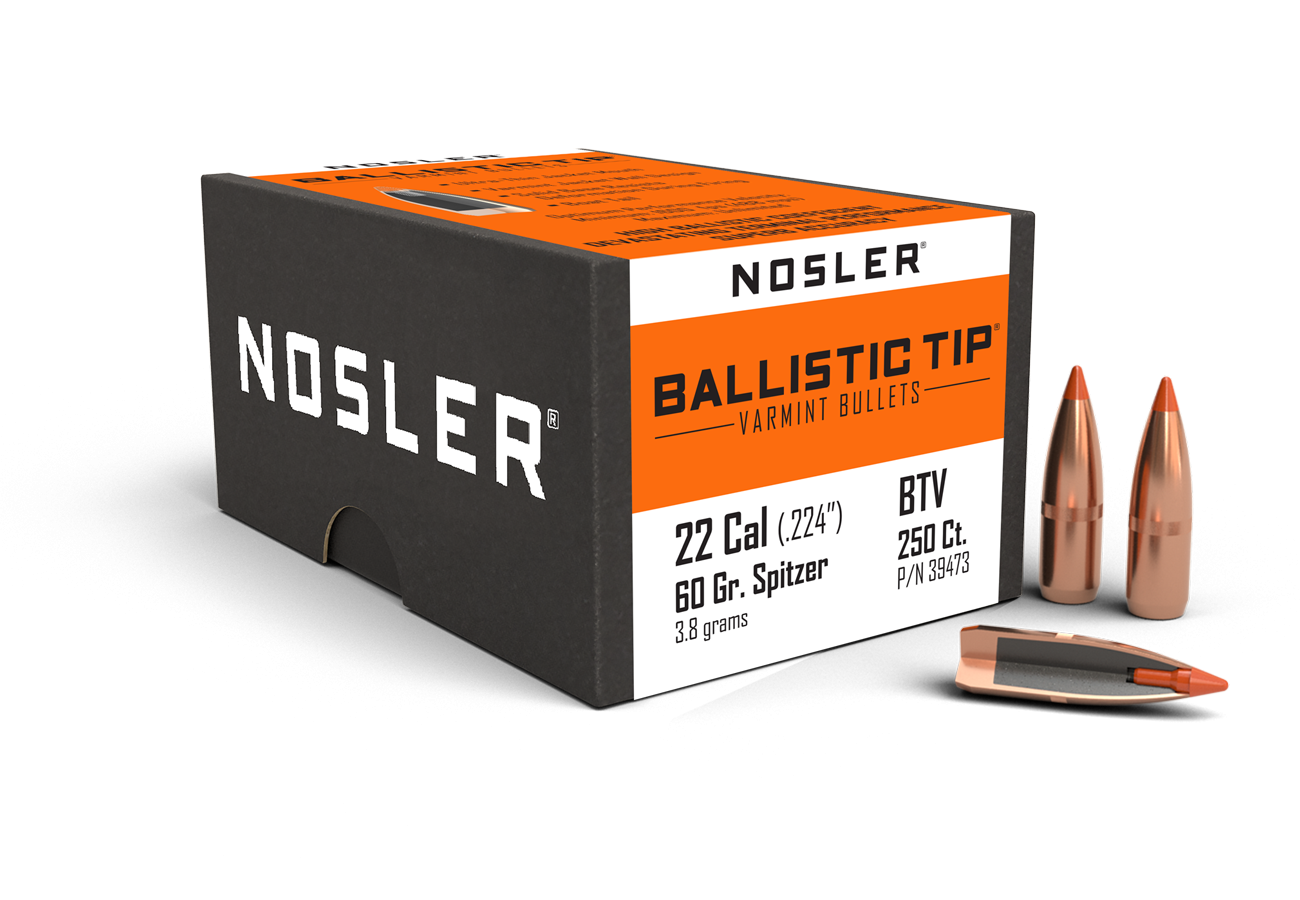 Nosler Ballistic Tip Varmint Bullets 22 Caliber (224 Diameter) 60 Grain Spitzer Boat Tail (250pk)