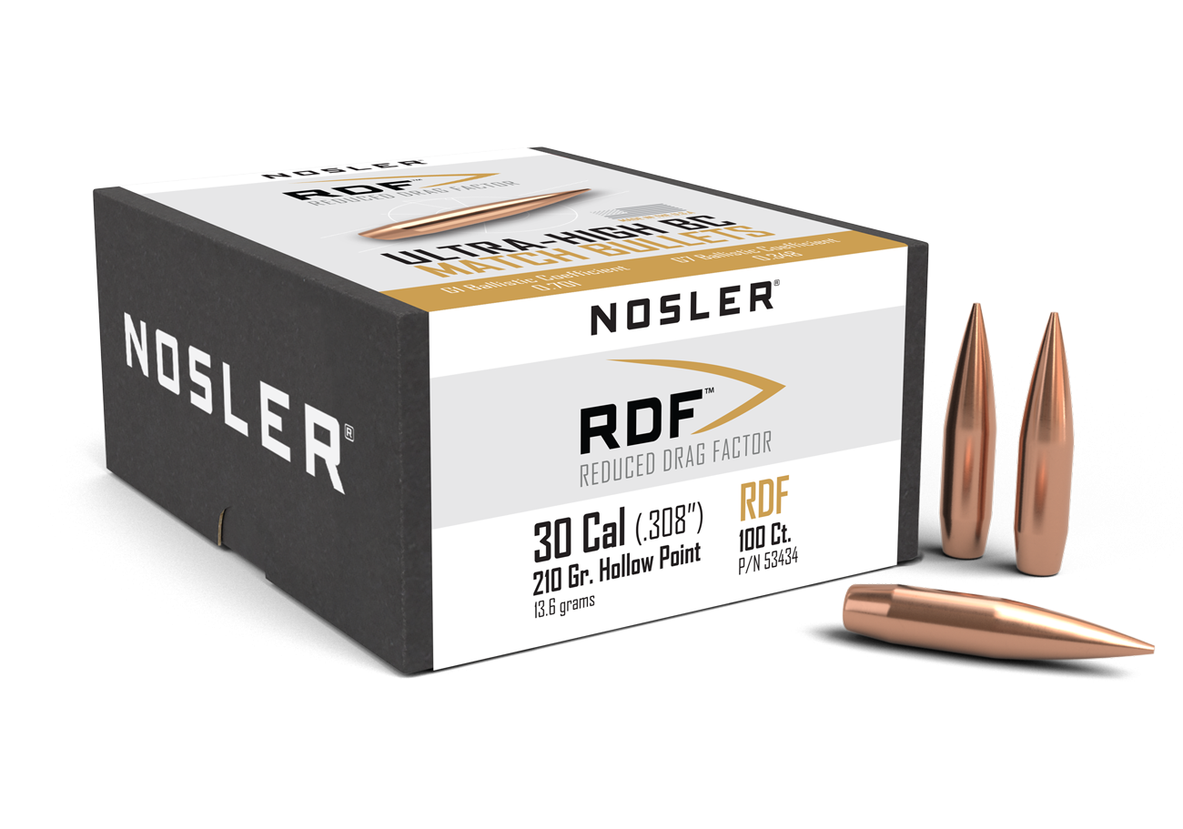 Nosler RDF Bullets 30 Caliber (308 Diameter) 210 Grain Hollow Point Boat Tail (100pk)