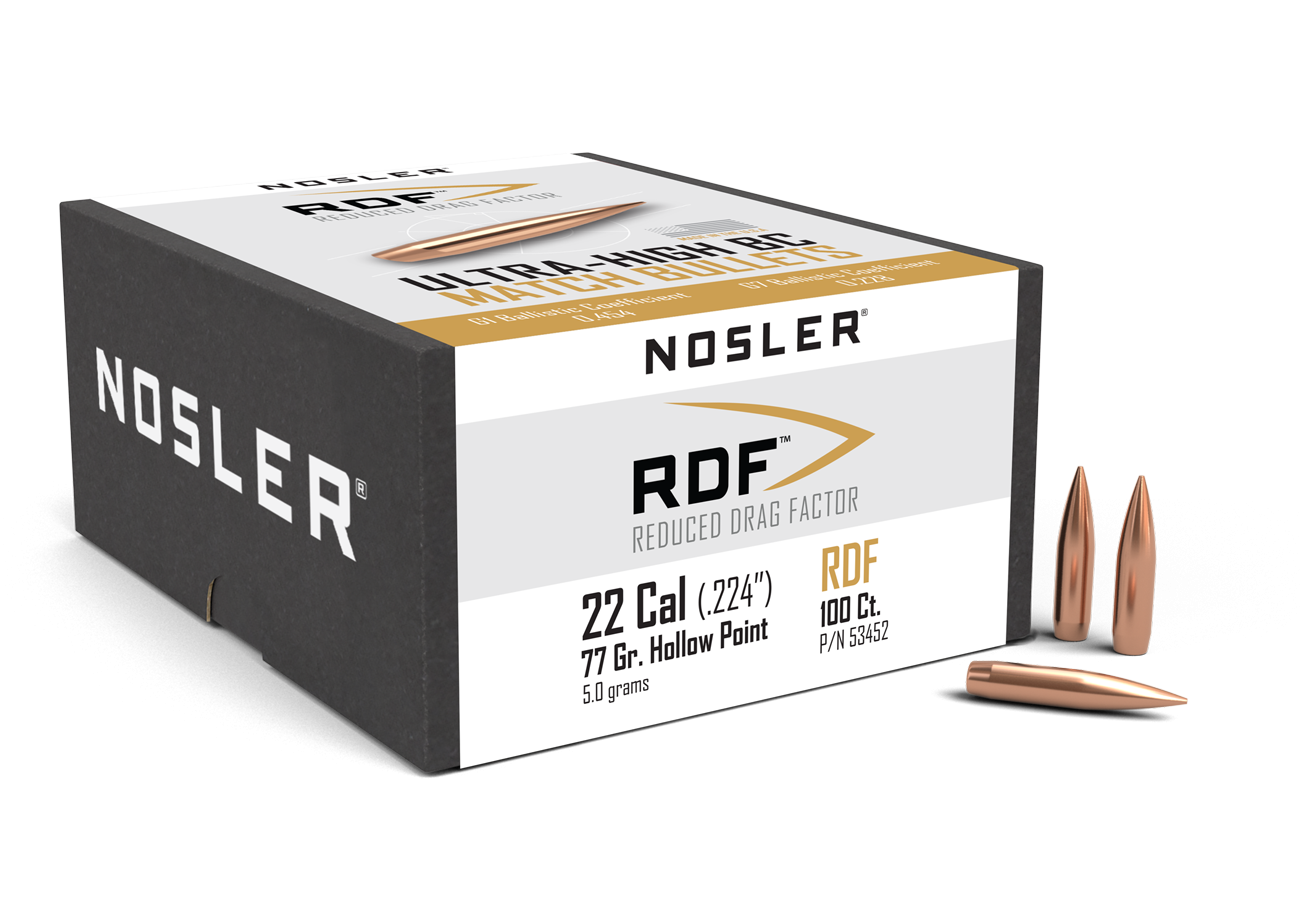 Nosler RDF Bullets 22 Caliber 77 Grain Hollow Point Boat Tail (100pk)