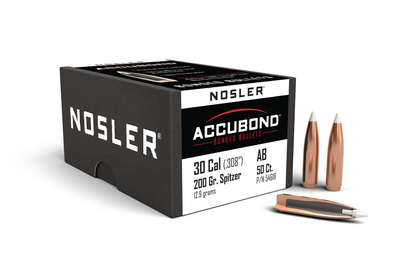 Nosler AccuBond Bullets 30 Caliber (308 Diameter) 200 Grain Bonded Spitzer Boat Tail (50pk)