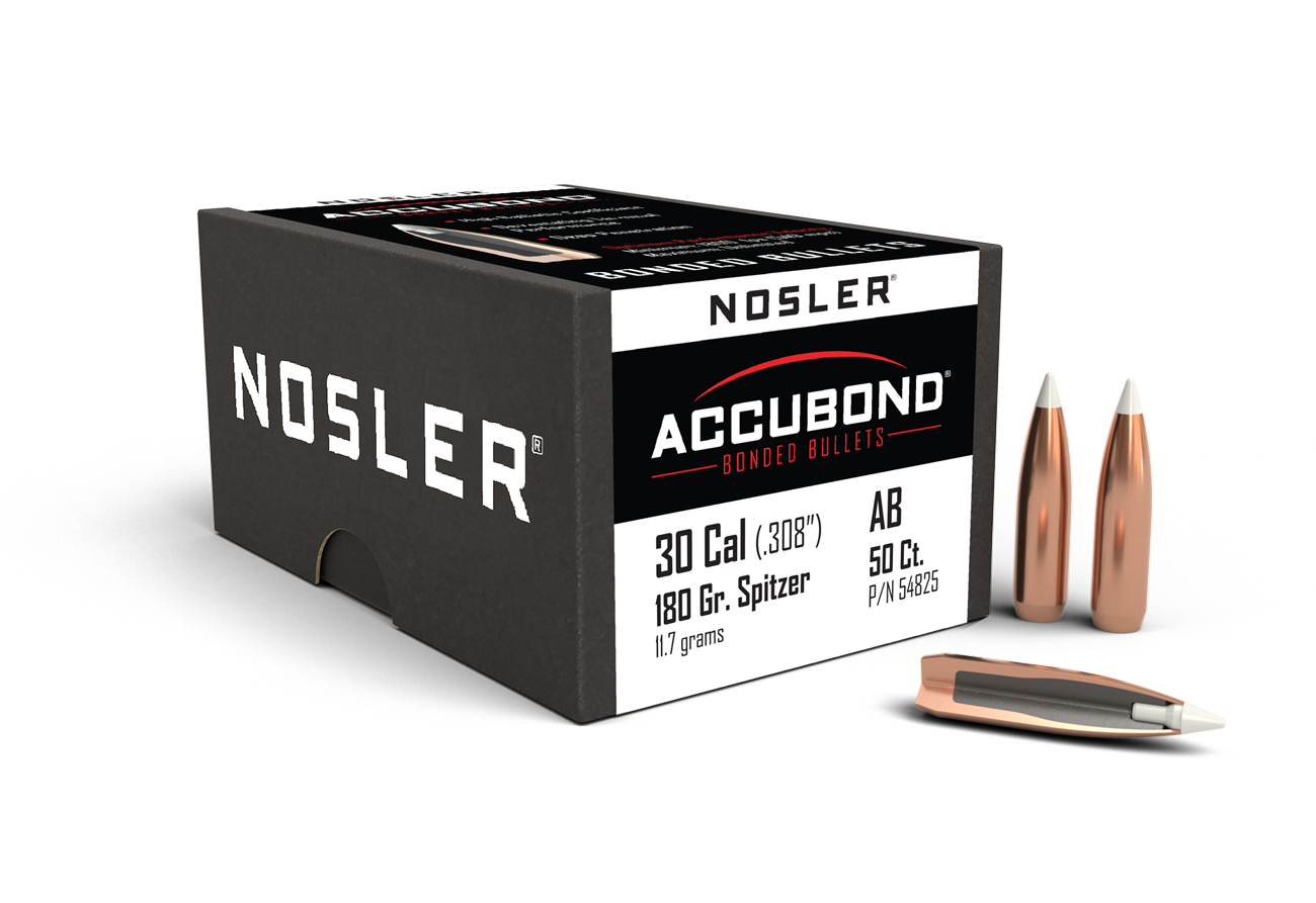Nosler AccuBond Bullets 30 Caliber (308 Diameter) 180 Grain Bonded Spitzer Boat Tail (50pk)