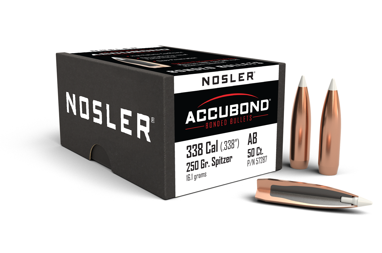 Nosler AccuBond Bullets 338 Caliber (338 Diameter) 250 Grain Bonded Spitzer (50pk)