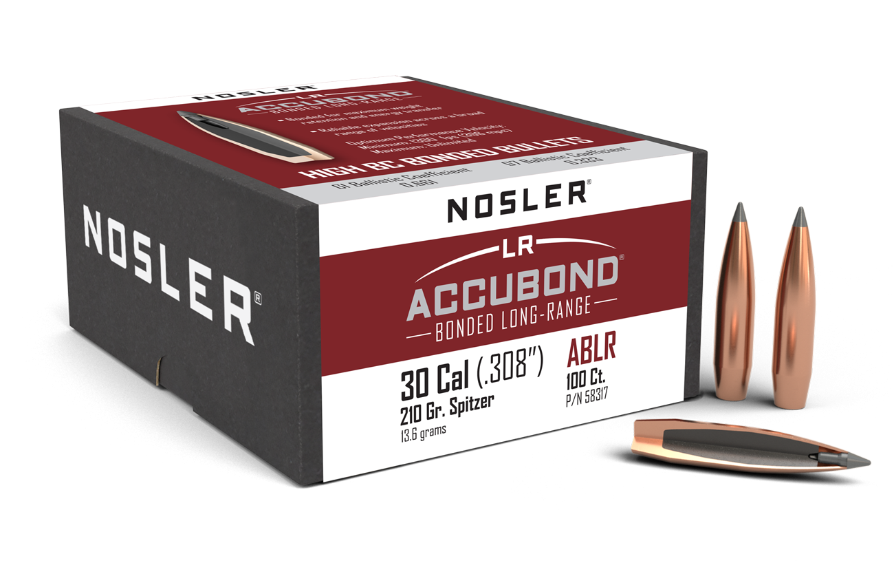 Nosler Accubond Long Range (LR) 30 Cal (.308" Diameter) 210 Grain Spitzer (100pk)