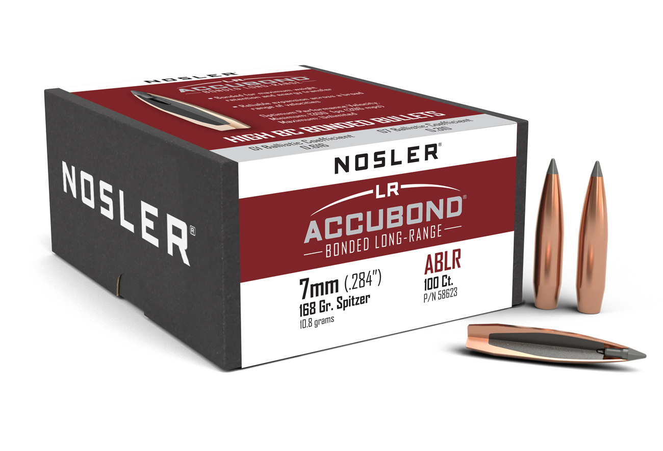 Nosler AccuBond Long Range Bullets 284 Caliber, 7mm (284 Diameter) 168 Grain Bonded Spitzer Boat Tail (100pk)