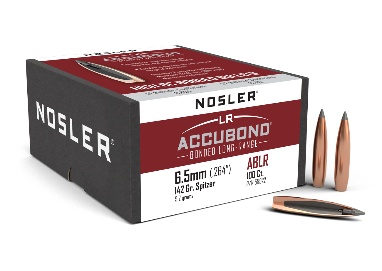 Nosler AccuBond Long Range Bullets 264 Caliber, 6.5mm (264 Diameter) 142 Grain Bonded Spitzer Boat Tail (100Pk)