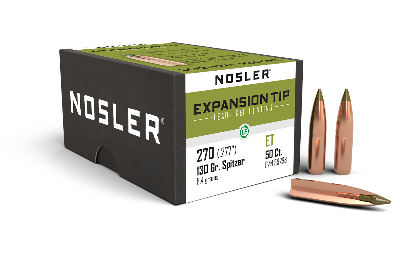 Nosler E-Tip Bullets 270 Caliber (277 Diameter) 130 Grain Spitzer Boat Tail Lead-Free (50pk)