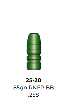 Boyne Bullet Company 25-20 WCF (.258") 85 Grain Round Nose Flat Point Bevel Base (RNFP BB) (750pk)