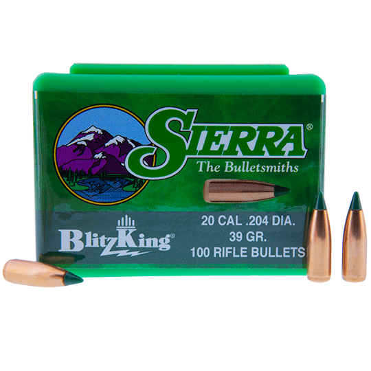 Sierra BlitzKing Bullets 20 Caliber (204 Diameter) 39 Grain Polymer Tip Boat Tail (100pk)