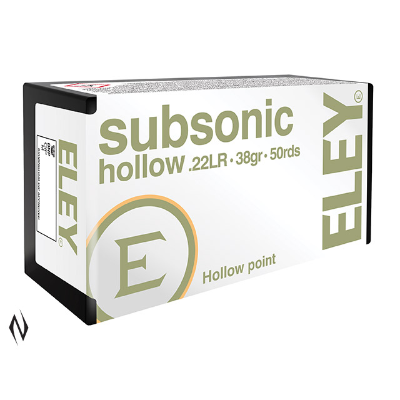 Eley Subsonic Hollow Ammunition 22 Long Rifle (22LR) 38 Grain Lead Hollow Point (HP) (50pk)