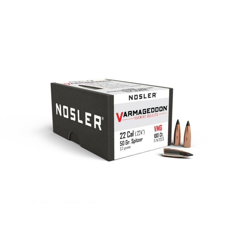 Nosler Varmageddon Bullets 22 Caliber (224 Diameter) 50 Grain Tipped Flat Base (100Pk)