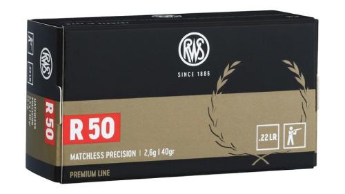 RWS R50 Ammunition 22 Long Rifle (22LR) 40 Grain Lead Round Nose (50pk)