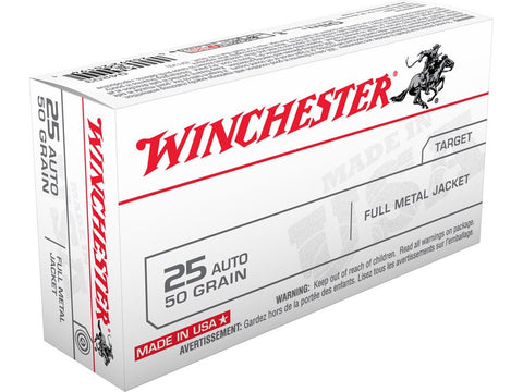 Winchester USA Ammunition 25 ACP 50 Grain Full Metal Jacket (50pk)