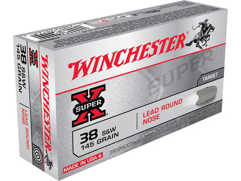 Winchester Super-X Ammunition 38 S&W 145 Grain Lead Round Nose (50pk)