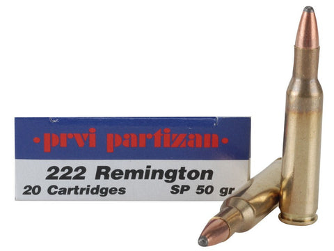 Prvi Partizan PPU Ammunition 222 Remington 50 Grain Soft Point (20pk)