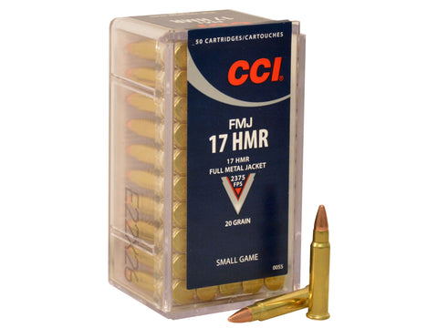 CCI Ammunition 17 Hornady Magnum Rimfire (17HMR) 20 Grain Full Metal Jacket (FMJ) (50pk)