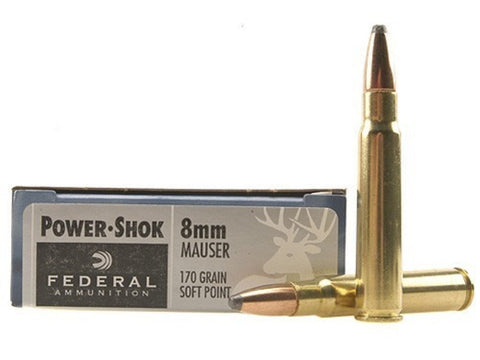 Federal Power-Shok Ammunition 8x57mm JS Mauser (8mm Mauser) 170 Grain Soft Point (20pk)