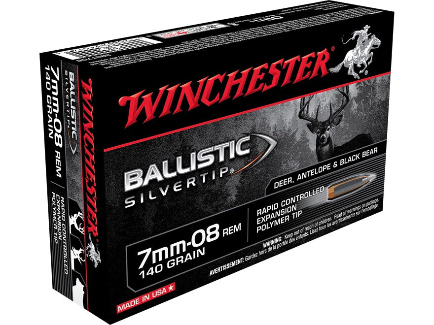 Winchester Ballistic Silvertip Ammunition 7mm-08 Remington 140 Grain Rapid Controlled Expansion Polymer Tip (20pk)