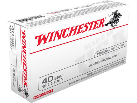 Winchester USA Ammunition 40 S&W 180 Grain Jacketed Hollow Point (50pk)