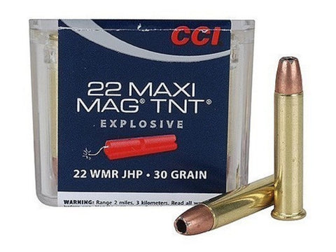 CCI Maxi-Mag Ammunition 22 Winchester Magnum Rimfire (WMR) (22Mag) 30 Grain Speer TNT Jacketed Hollow Point (JHP) (50pk)