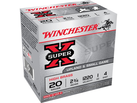 Winchester Super-X 20 Gauge Ammunition 2-3/4" 1 oz #4 Shot (25pk) (X204)