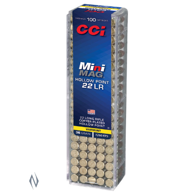 CCI Mini-Mag High Velocity Ammunition 22LR 36 Grain Plated Lead HP (100pk) (0031)