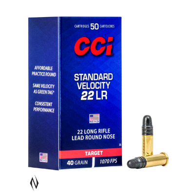 CCI Standard Velocity Ammunition 22 Long Rifle (22LR) 40 Grain Lead Round Nose (50pk)