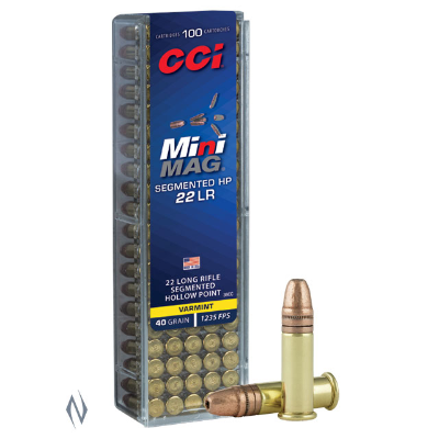 CCI Mini-Mag High Velocity Ammunition 22LR 40 Grain Segmented Hollow Point (100pk) (0036CC)
