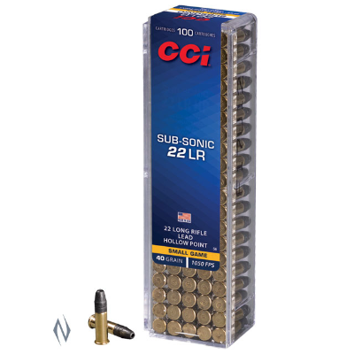 CCI Subsonic Ammunition 22 LR (22LR) 40 Grain Lead Hollow Point (HP) (100pk) (0056)